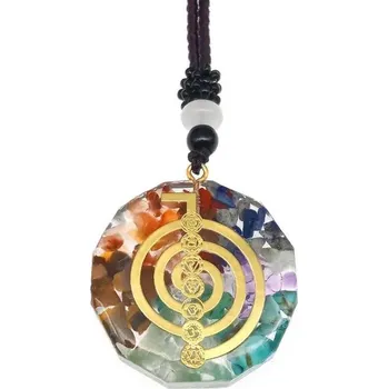 Náhrdelník Čakrový energetický náhrdelník orgonit | ochranný amulet, meditační šperk - 7 čaker - A
