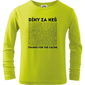 Chlapecké tričko Díky za keš (v různých jazycích) - Triko dětské Long Sleeve - 122 cm/6 let ( Limetková )