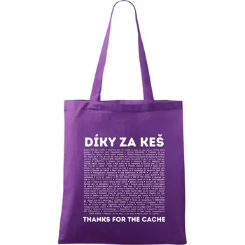 Díky za keš (v různých jazycích) - Taška bavlněná - 42 x 38 cm ( Fialová )