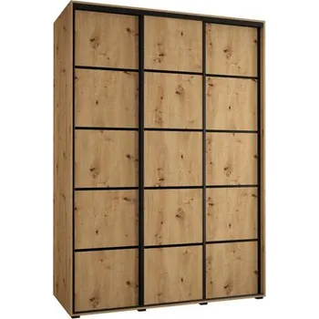 Šatní skříň Šatní skříň s posuvnými dveřmi DAVOS 4, 170cm | DUB Artisan / černé pojezdy