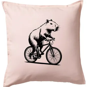 Polštář Kapybara na kole černá - Polštář 50x50 - 50x50 - Pouze potah ( Světle růžová )