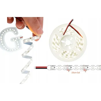 LED osvětlení LED pásek 10m 12V 2835 SMD 8W/m S-Shape 6mm BÍLÁ NEUTRÁLNÍ Flexibilní