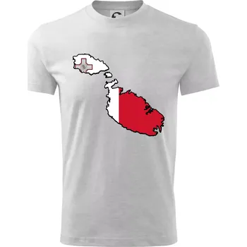 Chlapecké tričko Mapa Malta s vlajkou - Tričko dětské bavlněné - 98 cm / 2 roky ( Světlešedý Melír )