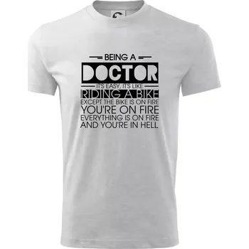 Chlapecké tričko Being a doctor - bike - Tričko dětské bavlněné - 98 cm / 2 roky ( Světlešedý Melír )