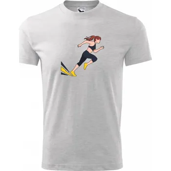 Běhání - žena startuje - Tričko dětské bavlněné - 98 cm / 2 roky ( Světlešedý Melír )