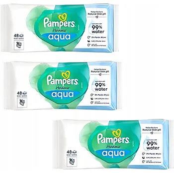 Dětská kosmetika Pampers Harmonie Aqua vlhčené ubrousky 3 x 48 ks