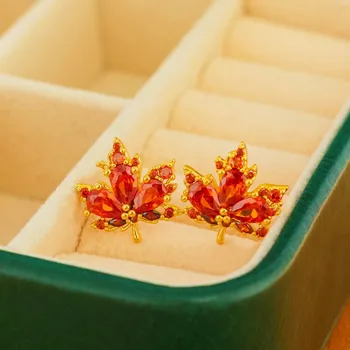 Náušnice Zirkonové listové náušnice pro ženy | náušnice, šperky - E2975