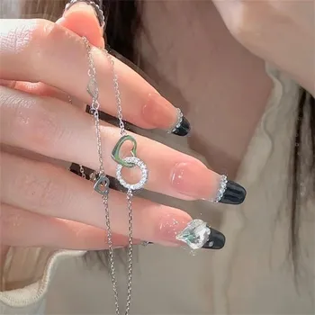 Náramek Stylový náramek ve stříbrné barvě s dvojitým kruhem | stříbrný náramek, dámský náramek - A2