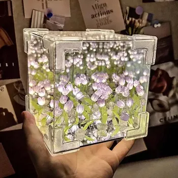 Noční světlo Tulipánová noční lampička s diy sadou | kreativní sada, noční lampička - fialová