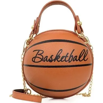 Kabelka Kulatá crossbody kabelka se sportovním motivem | dámská kabelka kožená kabelka - Basketbalový hnědý