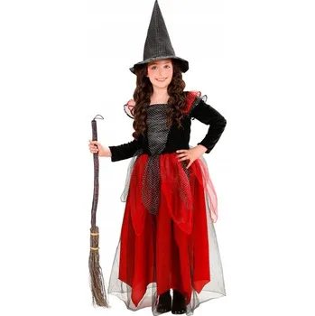 Karnevalový kostým Kostým čarodějnice červený s kloboukem 98
