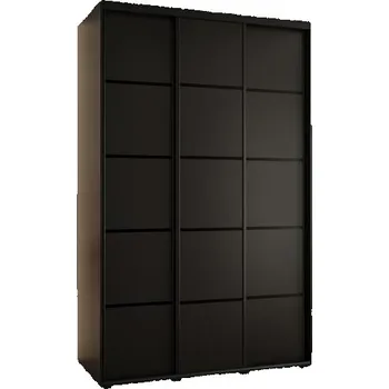 Šatní skříň Šatní skříň s posuvnými dveřmi DAVOS 4, 160cm | Černá / černé pojezdy