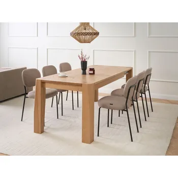 Rozkládací jídelní stůl světlý jasan dýhovaný MDF povrch 160/200 x 90 cm moderní styl kuchyně jídelna Beliani