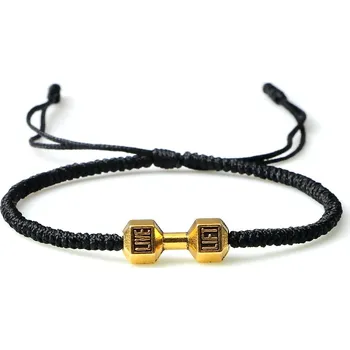 Náramek Fitness náramek ručně pletený | pánský náramek, unisex šperk - Černé G.