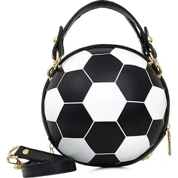 Kabelka Kulatá crossbody kabelka se sportovním motivem | dámská kabelka kožená kabelka - Fotbalový černý