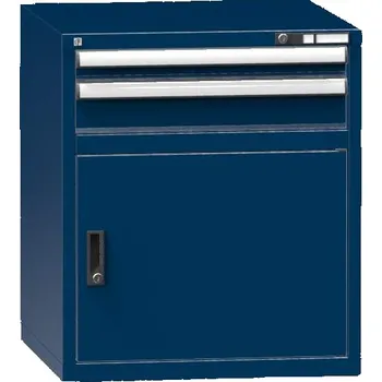 Dílenská skříňka KOMBI, v x š x h: 840 x 731 x 780 mm, 1 x dvířka, 2 x zásuvka, barva tmavě modrá RAL5010