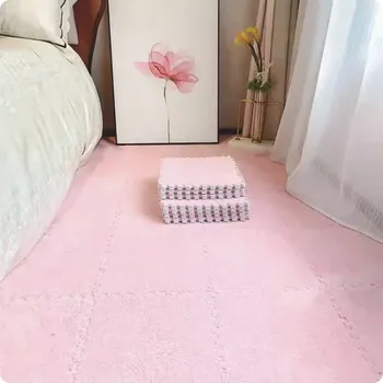 Hřejivá pěnová podložka 30×30 měkký koberec | dětská podložka, pěnový koberec - Růžový