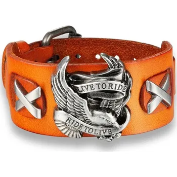 Náramek Pánský kožený motorkářský náramek lebka | pánský náramek, kožený náramek - Hnědá 2