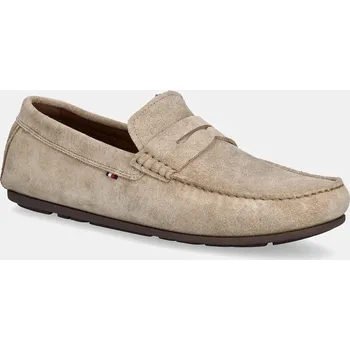 Dámská obuv Semišové mokasíny Tommy Hilfiger CASUAL SUEDE DRIVER FM0FM04998 béžová 12X, EUR 44