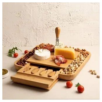 RUMI | servírovací prkénko se 4 noži | 32x32 cm | ALL 851587