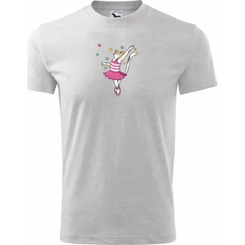 Kočka baletka - Tričko dětské bavlněné - 98 cm / 2 roky ( Světlešedý Melír )