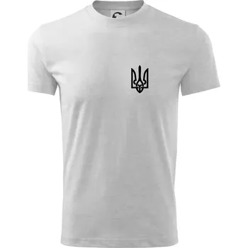 Chlapecké tričko Ukrajina trojzubec prso - Tričko dětské bavlněné - 98 cm / 2 roky ( Světlešedý Melír )