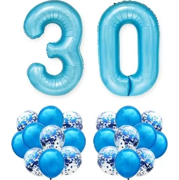 Balónek Sada MODRÁ k 30. NAROZENINÁM 100 cm VELKÉ balónky