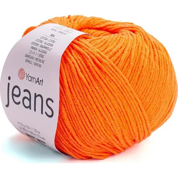 Příze Pletací příze Jeans 50 g, barva 29 (77) oranžová