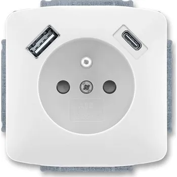 Elektrická zásuvka ABB TANGO Zásuvka 5569A-A32357 B + nabíjení USB A+ USB C 2,4/1,5A 5569A-A32357 B