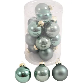 Vánoční ozdoba Sherin ELON 30 mm - 16ks skleněné vánoční koule Pastelově zelená