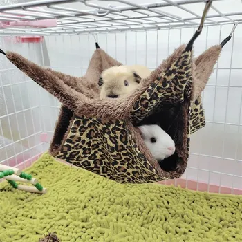 Závěsný pelíšek pro křečka 34x34 cm | úkryt pro hlodavce, houpací hamaka - leopardí , 34 x34cm