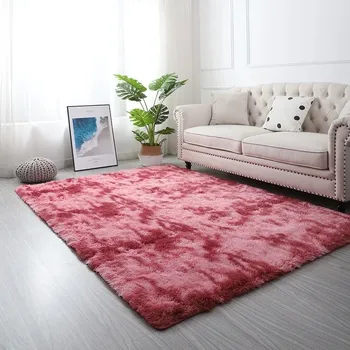Koberec Chlupatý měkký koberec do obýváku | koberec, dekorace - Motley tmavě červená , 120x200cm