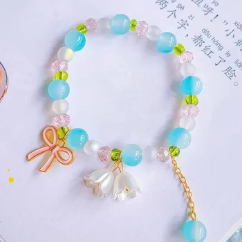 Náramek Barevný květinový korálkový náramek | dámský náramek, korálkový náramek - 19