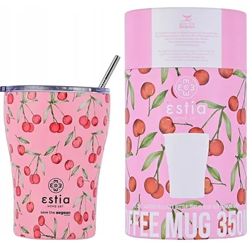 Termohrnek na kávu, čaj se slámkou v krabičce 350 ml nepropustný