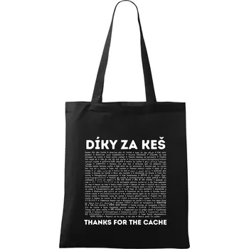 Díky za keš (v různých jazycích) - Taška bavlněná - 42 x 38 cm ( Černá )