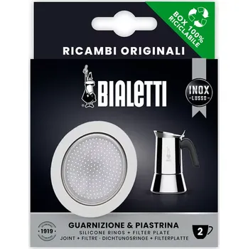 Moka konvice 1 gumové těsnění + 1 sítko Bialetti nerezová 2 (Bialetti těsnění + sítko pro Express, Damma, Fiametta - 2 šálky)