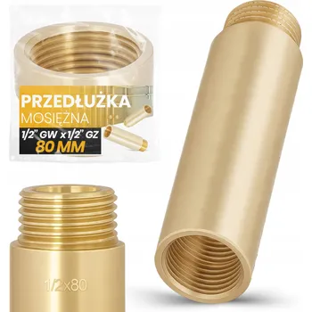 Instalatérský materiál MOSAZNÉ PRODLOUŽENÍ 1/2 VNITŘNÍ ZÁVIT / VNĚJŠÍ ZÁVIT Spojka ZÁTKA 80mm Prodloužení TRUBKA GE