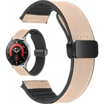 Řemínek na hodinky BÉŽOVÝ HYBRIDNÍ MAGNETICKÝ ŘEMÍNEK ŘEMÍNEK 22 MM SILIKON + KŮŽE PRO HODINKY