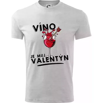 Chlapecké tričko Víno je můj valentýn - Tričko dětské bavlněné - 98 cm / 2 roky ( Světlešedý Melír )