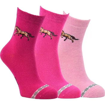 Dětské barevné bavlněné vzorované elastické ponožky koně RS 31-34 mix barev