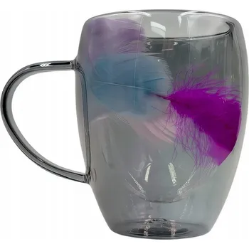 Sklenice Sklenice z tmavého sklo , dvojité dno, termo, péřové stěny, káva