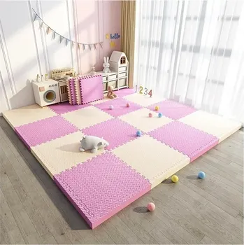 Hračka pro kojence Měkká pěnová podložka pro děti | dětská podložka, hrací koberec - Béžovo-růžová , 4 KS