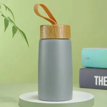 Termohrnek Nerezový termo cestovní hrnek mini | termo hrnek, přenosná termoska - šedá 280 ml