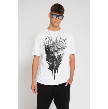 Chlapecké tričko Reporter Young | Chlapecké bílé tričko s kontrastním potiskem hlavy vlka - Barva BÍLÁ, Velikost 158 243-0440B-38-200-1