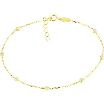 Náramek GEMMAX Jemný zlatý řetízkový náramek se zirkony délka 17 + 2 cm – zlatý šperk ryzosti 585/1000 v Dárkovém balení s Certifikátem GLBYB-19-03450