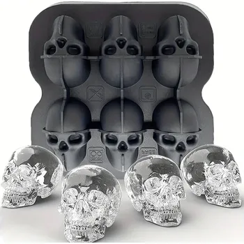 Tvořítko na led Formičky na led v neobvyklých tvarech | silikonová forma, formička na led - 6 mřížkových lebek