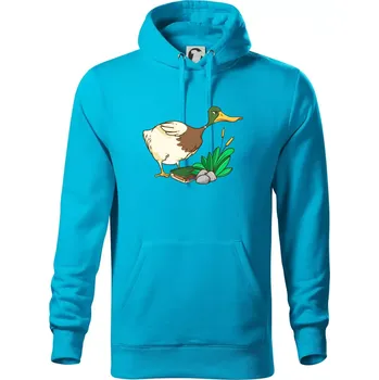 Pánská mikina Geokačer s keškou - Mikina pánská Cape s kapucí - XL ( Světlý tyrkys )