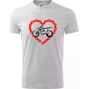 Moto srdce řetěz - enduro - Tričko dětské bavlněné - 98 cm / 2 roky ( Světlešedý Melír )