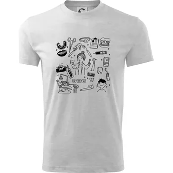 Chlapecké tričko Veselá zubařka - Tričko dětské bavlněné - 98 cm / 2 roky ( Světlešedý Melír )