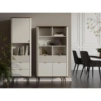 Nábytek Sestava nábytku do obývacího pokoje Rotevio V, Barva: kašmír / kašmír + ořech MIRJAN 5903211426605